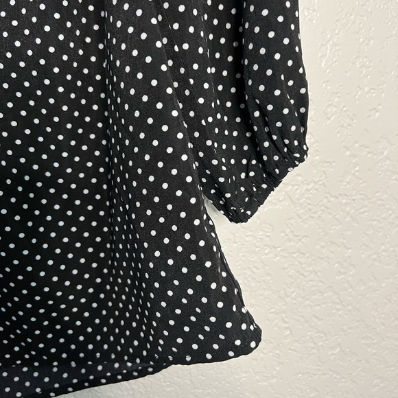 Savanna Jane Black White Pink Red Polka dot Floral Bohemian Blouse Casual Tops S - Picture 6 of 7